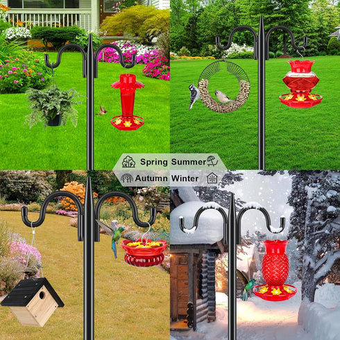 92 Inch 1 Pack 3/4 Inch Hummingbird Gtongoko Double Shepherds Hook Bird Feeder Pole Thick Heavy Duty Garden Hooks