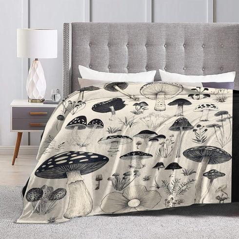 JIASTGO Cozy 40''X50'' Mushroom Throw Blanket Soft Warm Mushrooms Blankets Fuzzy Plush Fleece Mushroom Blanket Gifts