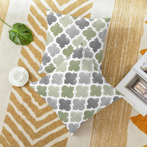 Pack 2 Cozy 20 20 Inches CaliTime Throw Pillow Cases of Fleece Gradient Geometric Trellis Chain Quatrefoil Accent