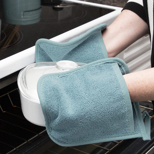 Ritz Terry Pocket Mitt & Hot Pad - 2-Pk - Durable 100% Cotton - Heat Resistant - Ergonomic Grip - Easy-Care