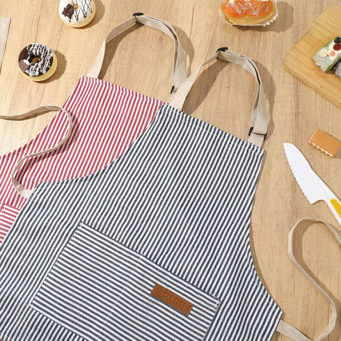 Stripes Kids Apron - Adjustable Kids Cooking Aprons with 2 Pockets, Cute Aprons for Boys and Girls Cooking