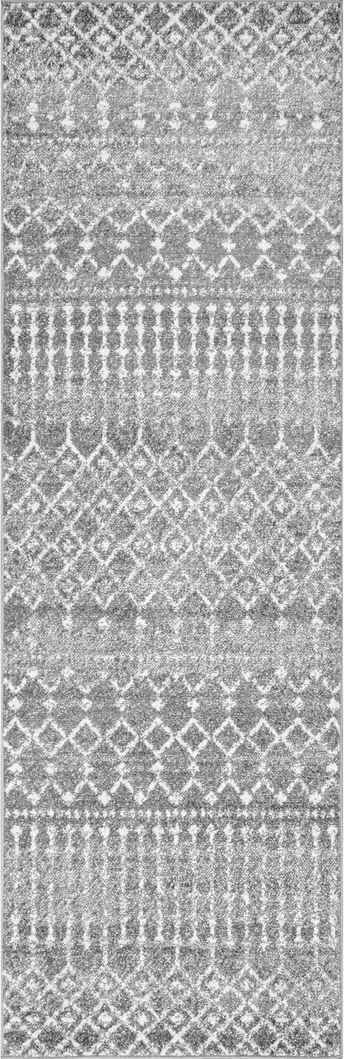 2x6 nuLOOM Moroccan Blythe Area Rug, Dark Grey, Faded Bohemian Design, Stain Resistant, For Bedroom, Dining Room