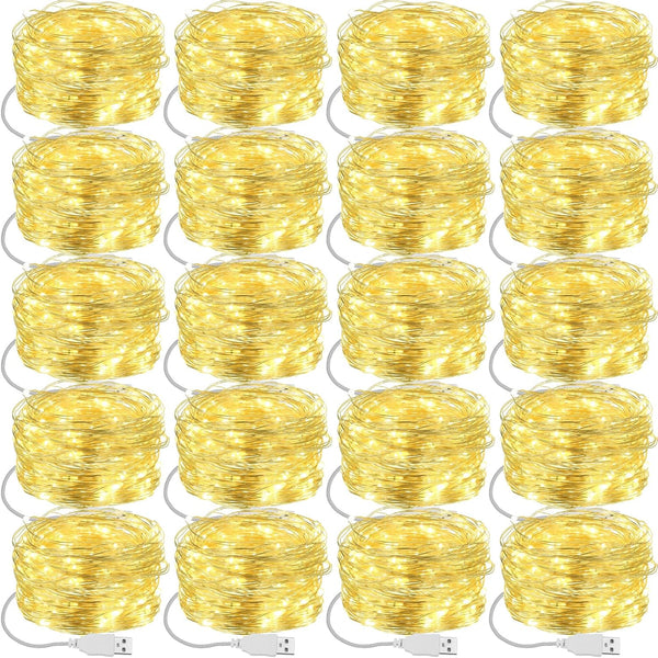 Macarrie 20 Pcs USB String Lights 33 ft 100 LED Fairy Lights