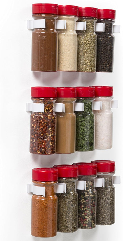 Good Cooking Set of 4 Universal Magnetic Spice Rack Gripper Clips - Easily Organize Dispensers, No Screws Needed