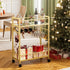 2 Bar Cart, Serving Cart for Home, Microwave Cart, Drink Cart, Wine Cart with Mirrored Shelves, Wine Holders, Glass