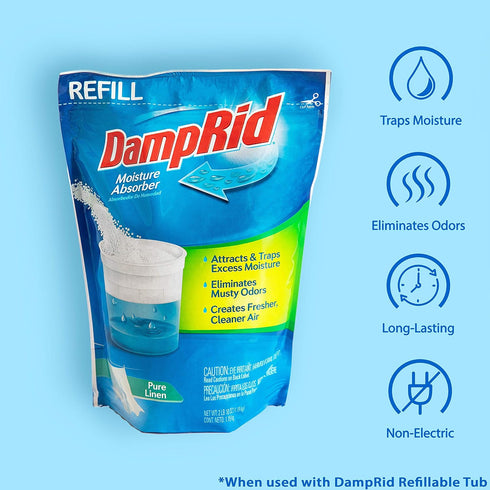 DampRid Pure Linen Moisture Absorber - 42 oz. Refill Bag, Attracts & Traps Moisture for Fresher, Cleaner Air