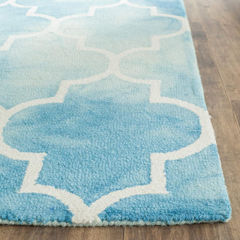 SAFAVIEH Dip Dye Collection 2' x 3' Handmade Moroccan Watercolor Premium Wool Accent Rug in Turquoise/Ivory