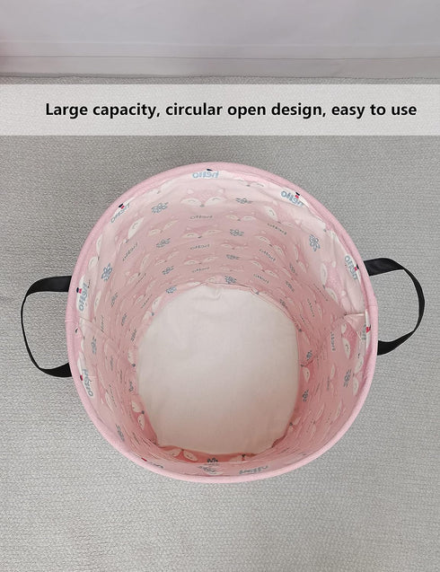 QUEENLALA Large Storage Basket, Collapsible Round Laundry Hamper/Bathroom Decor, Boys and Girls Clothing Bin