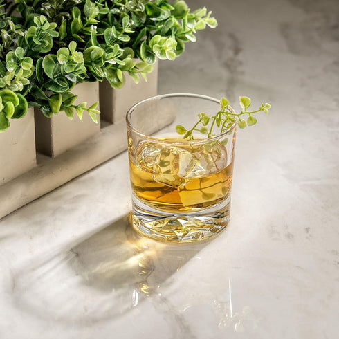JoyJolt Set of 4 Everyday Whiskey Glasses - 10oz Old Fashioned Crystal Scotch, Rocks, Bourbon, Liquor, Cocktail Glasses