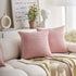 Demetex 18x18 Pink Striped Corduroy Pillow Covers, Decorative Square Throw Pillowcases, Set of 2, Light Pink