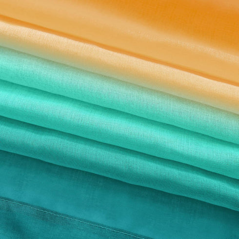Orange and Green Curtains, 63 Inch Length for Bedroom Decor, 1 Panel Pocket Window Sheer Drape, 52x63 Long