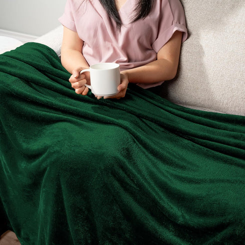 PAVILIA King Size Fleece Blanket - Super Soft, Plush, Lightweight Microfiber Throw, Emerald Green, 90x108 inches