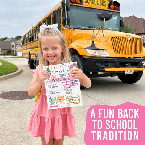 First Day of School Board, 10 Double-Sided First and Last Day Boards, 8x10 Rainbow Theme Photo Prop for Kids