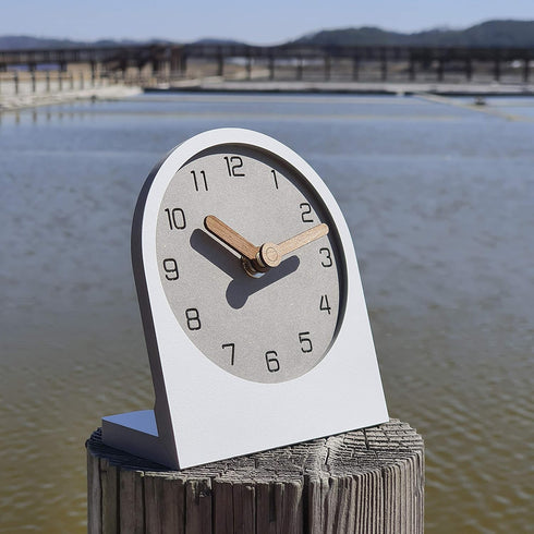 Wooden Silent Non-Ticking Battery Operated Clock - Decorative Small Mini Analog for Home and Office (White)