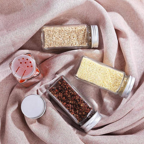 WUWEOT 24 Pack Plastic Spice Jars, 4 oz Square Seasoning Containers with Airtight Lid, Labels, and Funnel