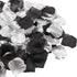 900PCS Silver Black White Artificial Flowers, Silk Rose Petals, Flower Girl Scatter Petals for Wedding