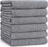 Homaxy Premium Kitchen Towels (18”x 28”, 6 Pack), Large Cotton Hand Towels, Highly Absorbent Tea Towels Set, Grey