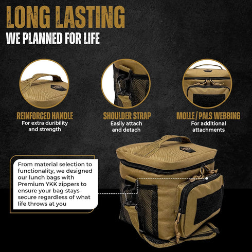 Tactical Lunch Box by HighSpeedDaddy for Men & Women - Military Grade Insulated Lunch Bag - 11”x 9”x 8” (15L)