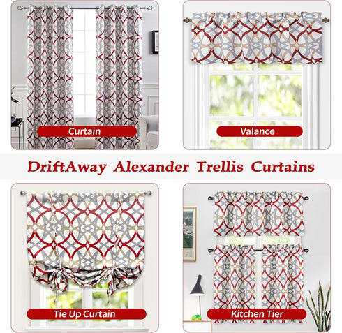 DriftAway Alexander Pattern Match Blackout Valances for Windows, 250GSM Geometric Moroccan 52 Inch by 14 Inch