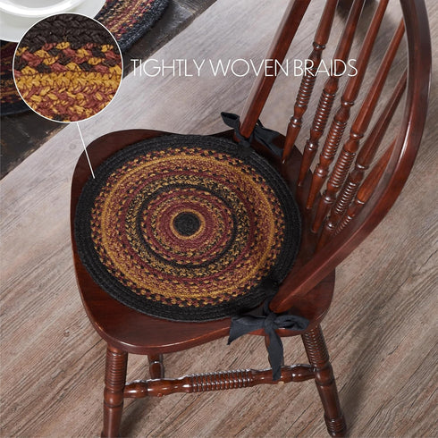 15" VHC Brands Heritage Farms WovenJute Chair Pad with Ties, Round
