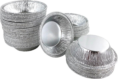 PACTOGO Mini Silver Disposable Aluminum Foil Tart Pans - 3" Baking Pie Tins (Pack of 50)