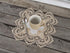 Gold European Lace and Antique Jacquard Fabric Doily - 14 Inch Square Placemat