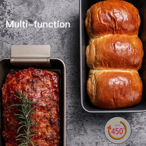 HONGBAKE 9 x 5 Inches Meatloaf Pan with Drain Tray, Nonstick Insert for Baking, Grey Meat Loaf