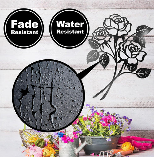 Vivegate Giant Rose Metal Art - Rose Flower Wall Decor for Living Room (Large - 17.5"X13.5")