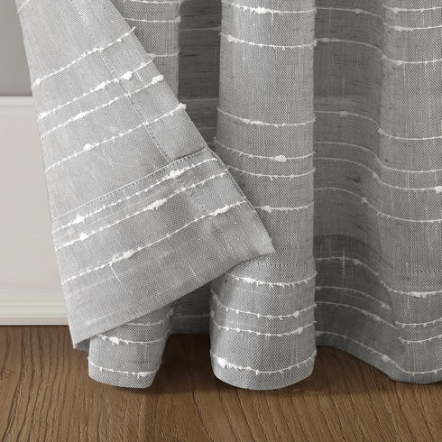Clean Window Textured Slub Stripe Anti-Dust Allergy/Pet Friendly Sheer Curtain Panel, Gray, 52" W x 63" L