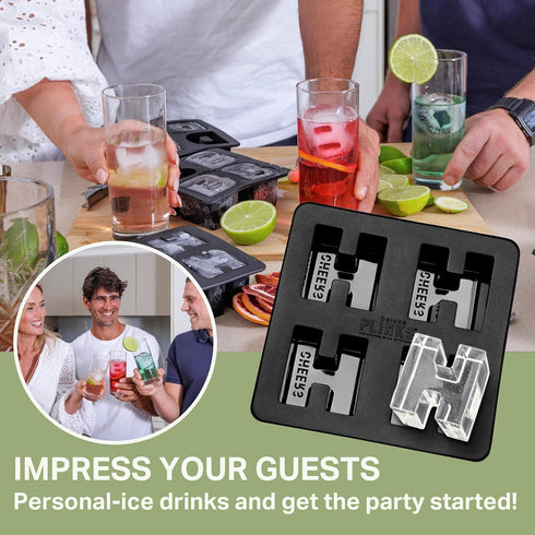 DRINKSPLINKS Ice Cube Tray Letter H - Premium Silicone Mold Freezer Tray & Oven-Safe Meal Prep Container for Cocktails