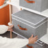 Fabric Storage Bins with Lids, Linen Foldable Storage Boxes, Closet Storage Organizer Containers with Handles, Storage Cube for Bedroom, Grey, 1-Pack, 13x9.1x7.9in by YheenLf