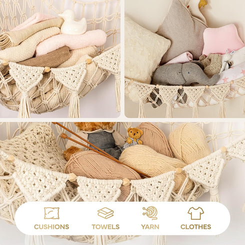 Hammock 4mm 100% Hammock TIDYTEDS Stuffed Animal Corner | Sturdy Handcrafted Stuffed Animal Net | Double Macrame Cord