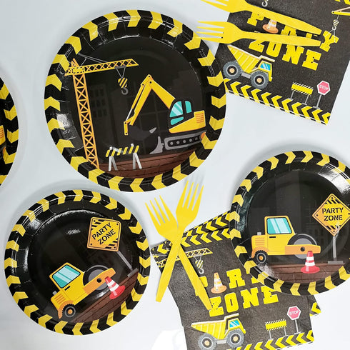 96pcs 24 Construction Birthday Party Supplies Construction Theme Paper Plates and Napkins Construction Truck