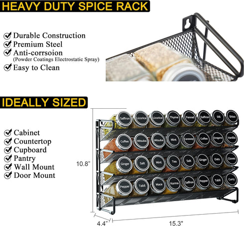 32 386 Set Countertop, 32 15.3" 10.8" SpaceAid Spice Rack Organizer with Spice Jars, Spice Labels, Chalk Marker