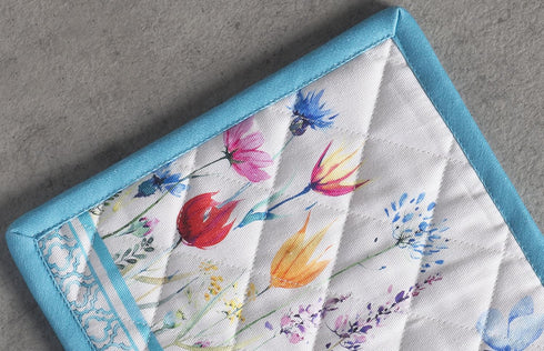 Maison d' Hermine Pot Holders 100% Cotton Heat Resistant Potholders - 8" x 8" Hot Pads with Loop - Pack of 1, Flower In