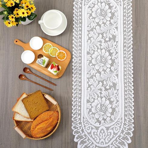Ouligay 1 45" 13.38" Pcs Doilies for Tables Dresser Scarf for Bedrooms Furniture White Lace Table Runner Crochet Cotton