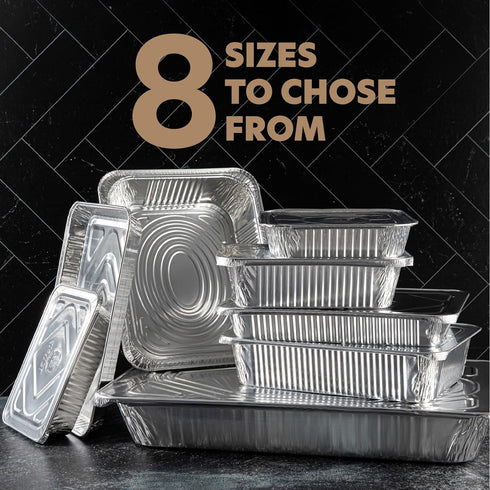 PLASTICPRO 10 Pack 8 Inch Square Aluminum Pans with Lids, Disposable Tin Foil Baking Pans for Food Storage