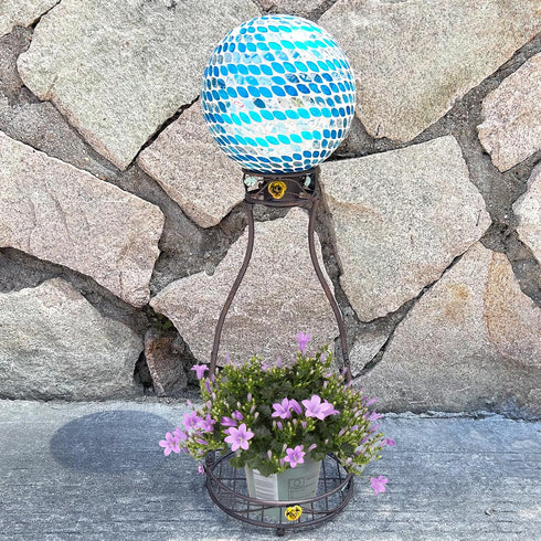 8-9 Inches 11 24 Gazing Globe Stand, Metal Gazing Ball Holder with Flower Planter Base, Vintage Gazing Ball Display