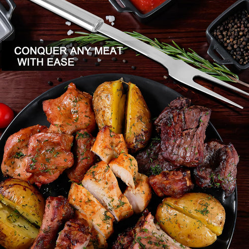 Stainless Steel Meat Forks, 13 Inch, 2 Pieces Large Two-Prong Forks for Cooking, Carving, Serving, BBQ