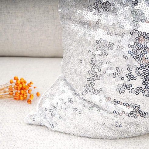 YOUR SMILE Pack of 2, New Luxury Series Silver Bling Decorative Glitzy Sequin & Comfy Satin Throw Pillow Cover