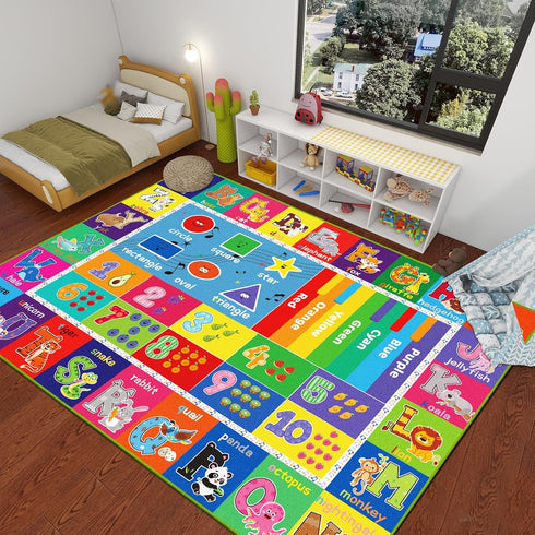 DINSUMRUG 59X39.4 INCH) ABC Kids Rug for Playroom, Educational Play Mat for Kids, Preschool Rugs with ABC, Numbers