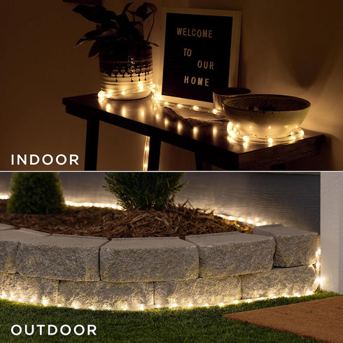 UltraPro LED Rope Lights, 25ft Classic Clear, Warm White Light 3000K, Flexible, Linkable, Indoor/Outdoor, Durable