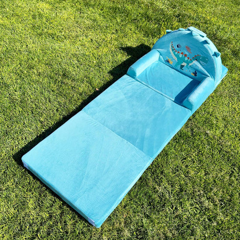 Cozy Dinosaur Kids Sofa Bed with Removable Washable Cover & Magic-Tape Backrest Foldable Toddler Chair, Crystal Velvet