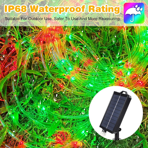 50FT 150 18 5 LED Solar Rope Lights, Colors with Timer, Modes, Waterproof Plug-in Remote Control Camping String Lights