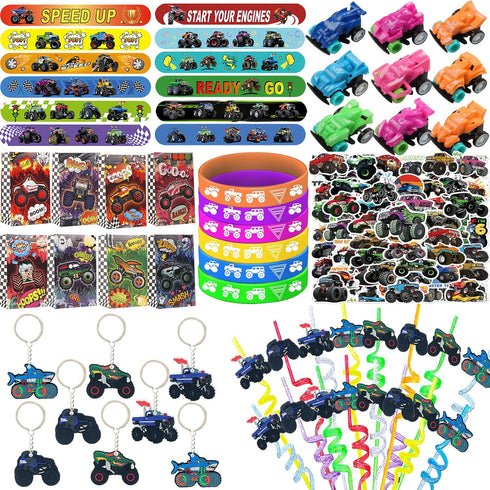 CZWXOXO 122PCS Monster Truck Party Favors Set, Jam Birthday Decorations Including Theme Slap