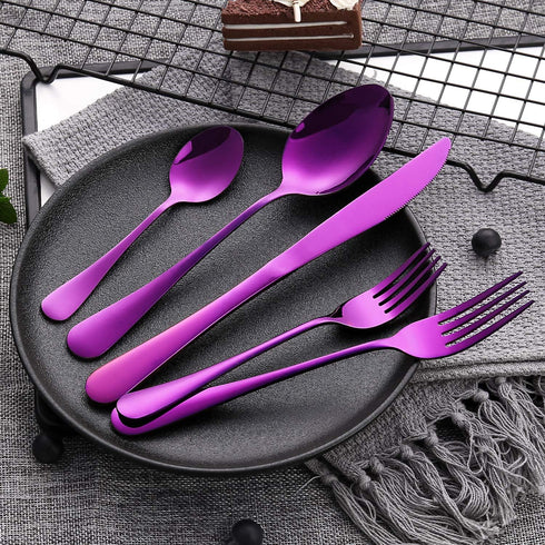Silverware Set, 20-Piece Purple Flatware Cutlery Set, Service for 4, Stainless Steel Kitchen Utensil Set for Home &
