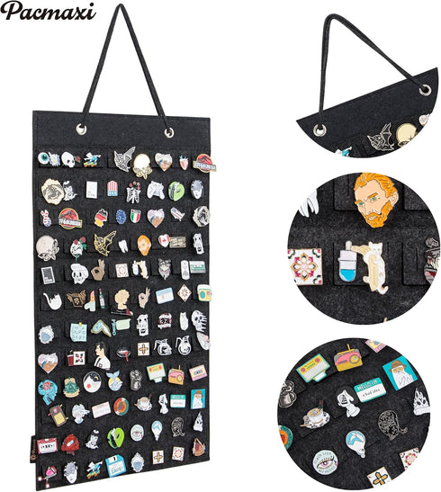 PACMAXI Hanging Brooch Pin Organizer - Display Pins Storage Case Holds Up to 96 Pins (Not Include Accessories)