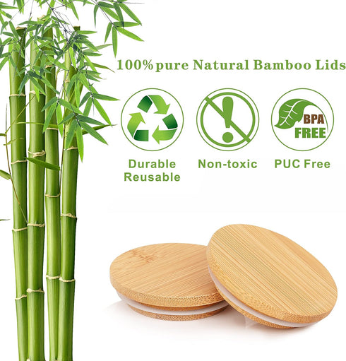 Set 12 Pack Oui Yogurt Lids - Bamboo & Wooden, Silicone Sealed, with Glass Storage Lids