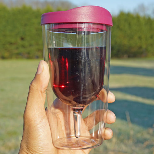 Southern Homewares 10oz Merlot Red Lid Wine Tumbler, 2-Pack, Insulated Double Wall Acrylic
