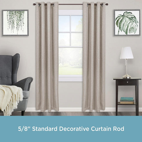 Kenney Beckett Soft Square End Decorative Window Curtain Rod - 28-48" Adjustable Length, Weathered Brown, 1-Pack